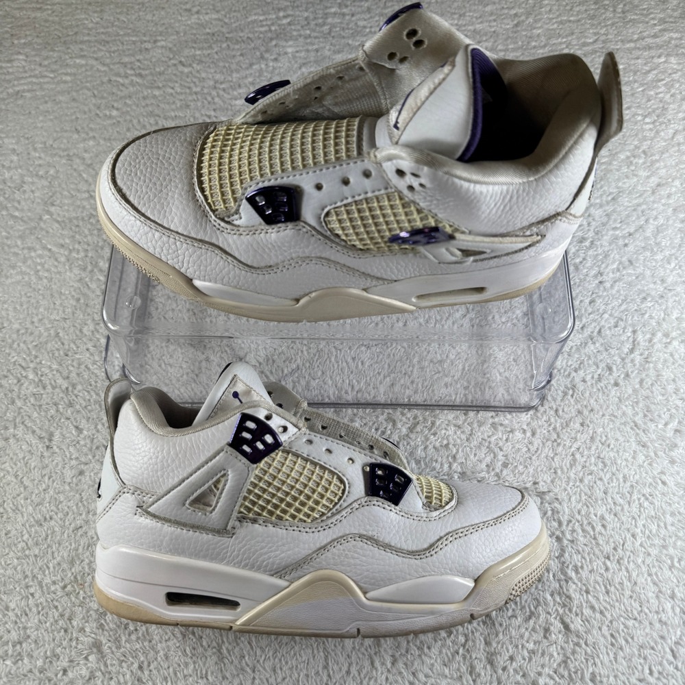 Jordan 4 Retro Metallic Purple Women 6.5 White Good Basketball Shoes Sneakers